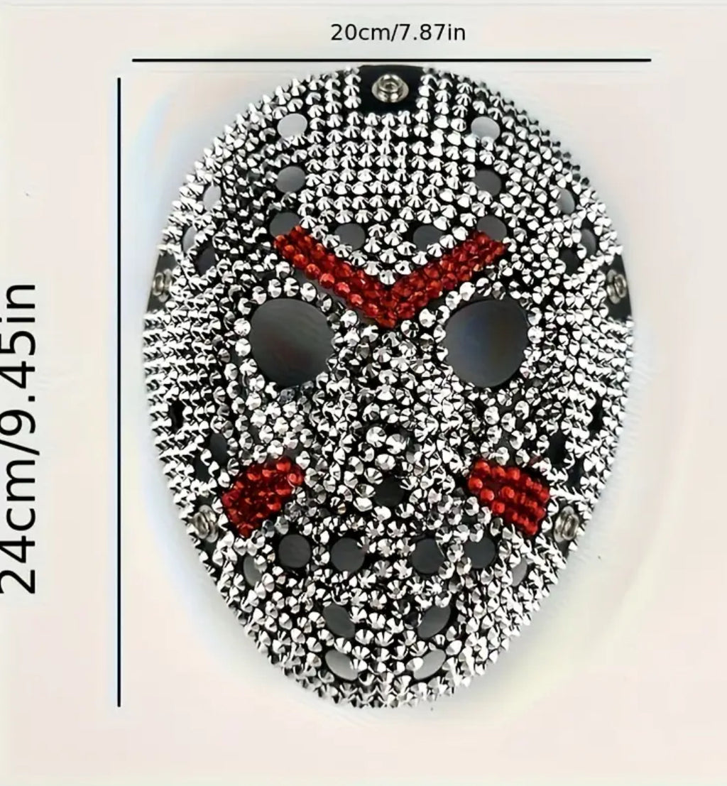 Jason Voorhees- Friday the 13th Mask Handcrafted with Sparkling Rhinestone & Metallic Accents 