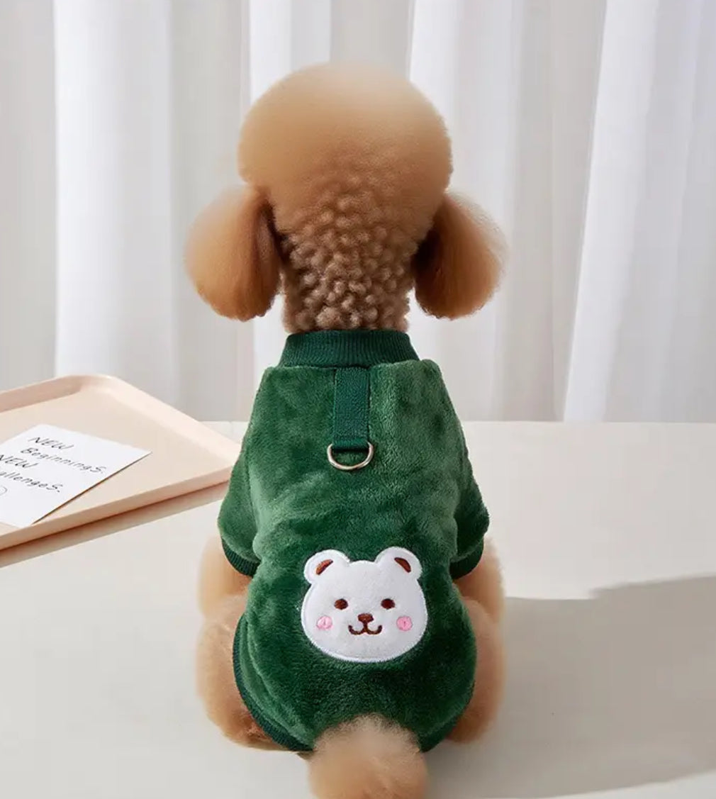 Bear Dog Pajamas - Warm Winter Apparel for Small & Medium Dogs & Cats