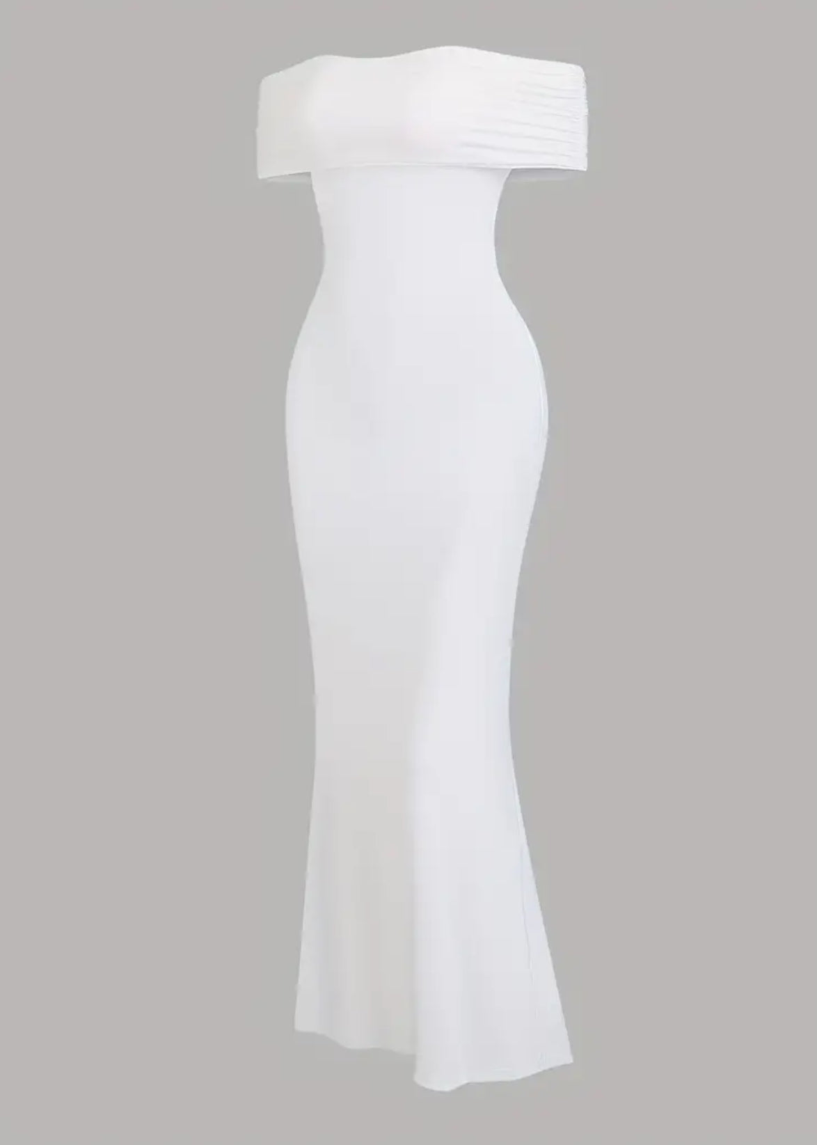 Backless Maxi Dress Elegant Off-Shoulder Stretchy Subtle Ruche Detail