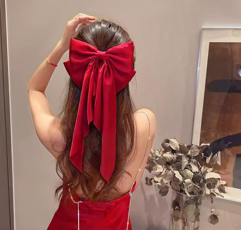 Large Satin Ponytail Bow Hair Accessories