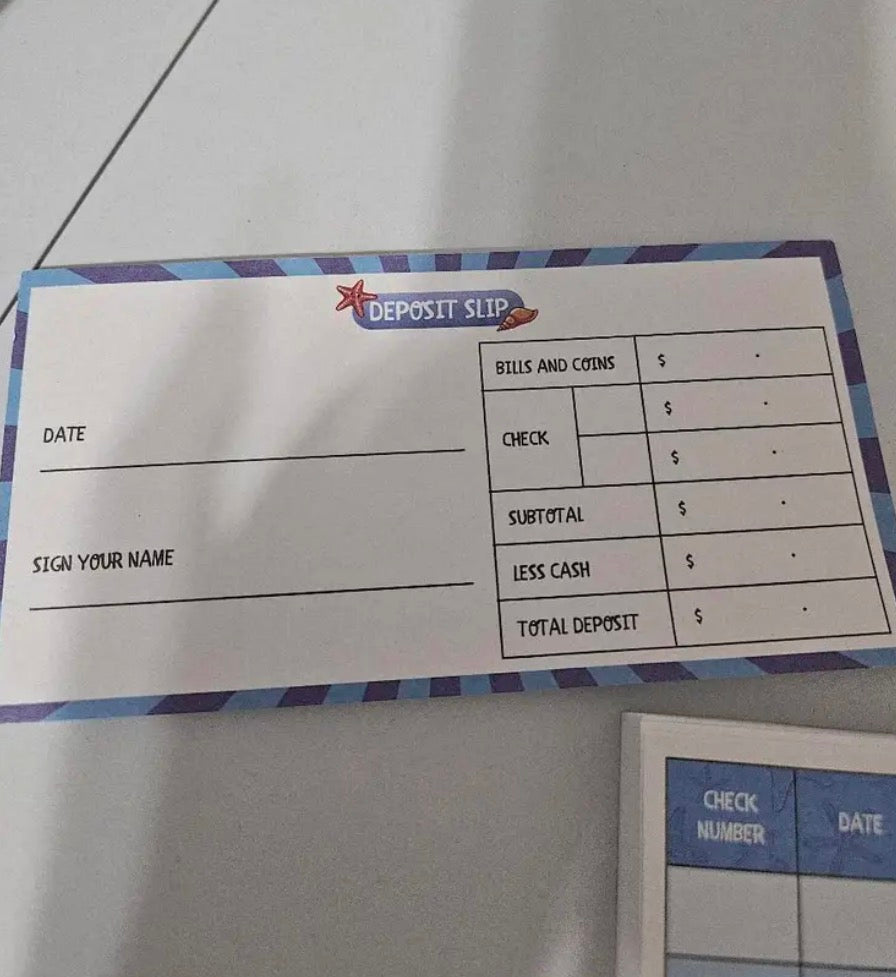 Toy Checks For Kids 300 Sheets Checkbook with Pretend Deposit Slip and Check Register