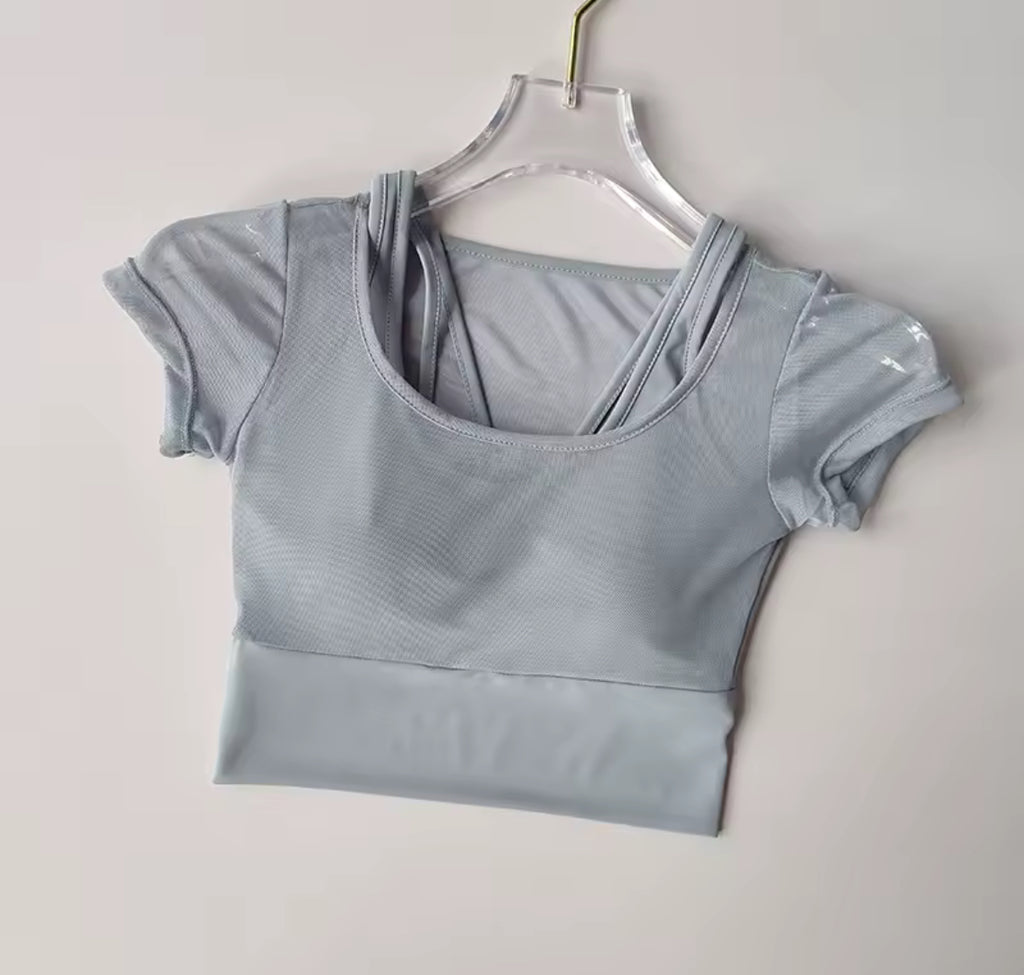 Yoga| Pilates Training Fitness Crop Top, Lightweight Chest Cushion Quick Drying