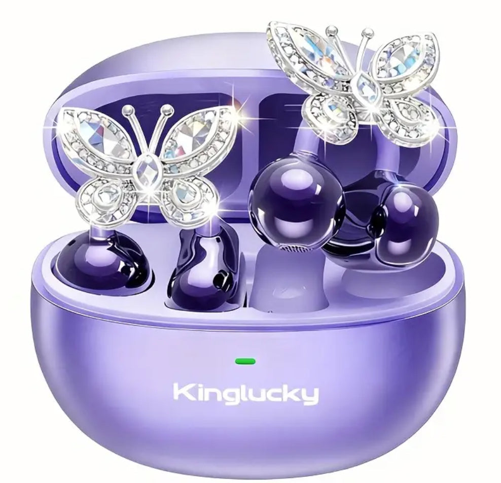 “Wireless Clip-on Earbuds” With Detachable Synthetic Gemstonestone Earrings