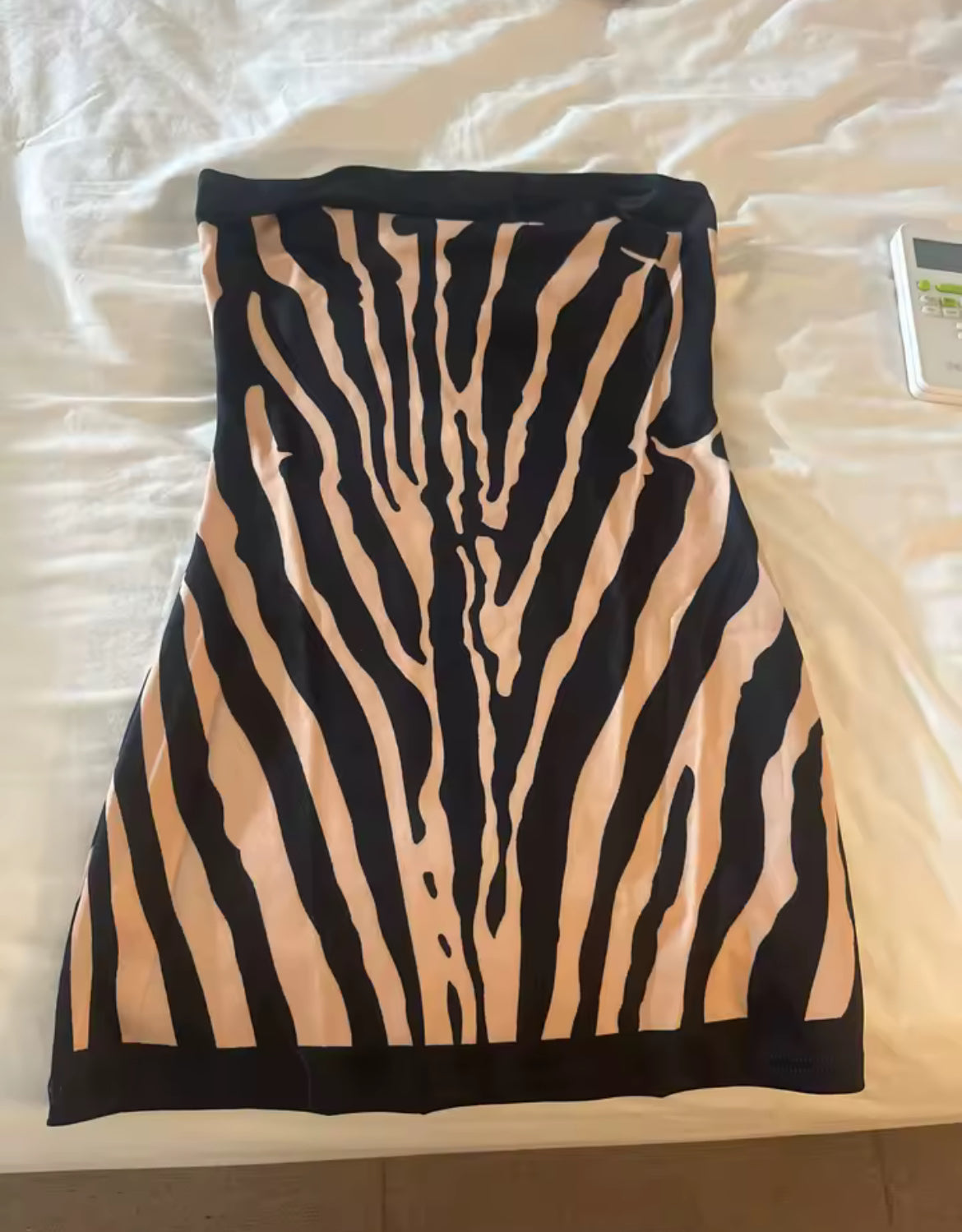 Mini Sexy Zebra Printed Strapless Slim A-Line Dress 
