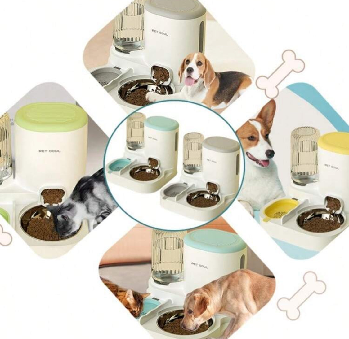 Automatic Food Feeder for Cats, Dogs, Pets + Automatic Water Dispensers