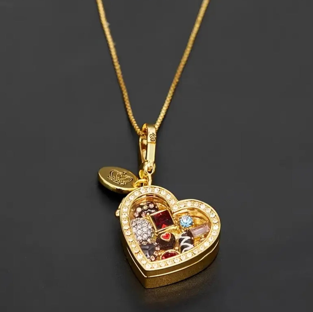 “Chocolate Box” Pendant with Gemstone Accents & Secure Keychain Clasp 