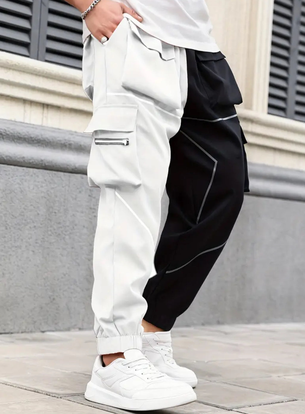 6XL Men’s Color Block Design Jogger Cargo Pants