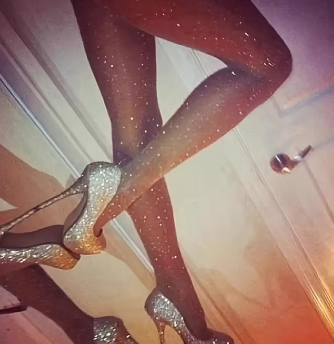 “Diamond” Women's Sparkling Pearls & Rhinestones Sheer Pantyhose - Shimmering Tights  (Hand Wash Only)