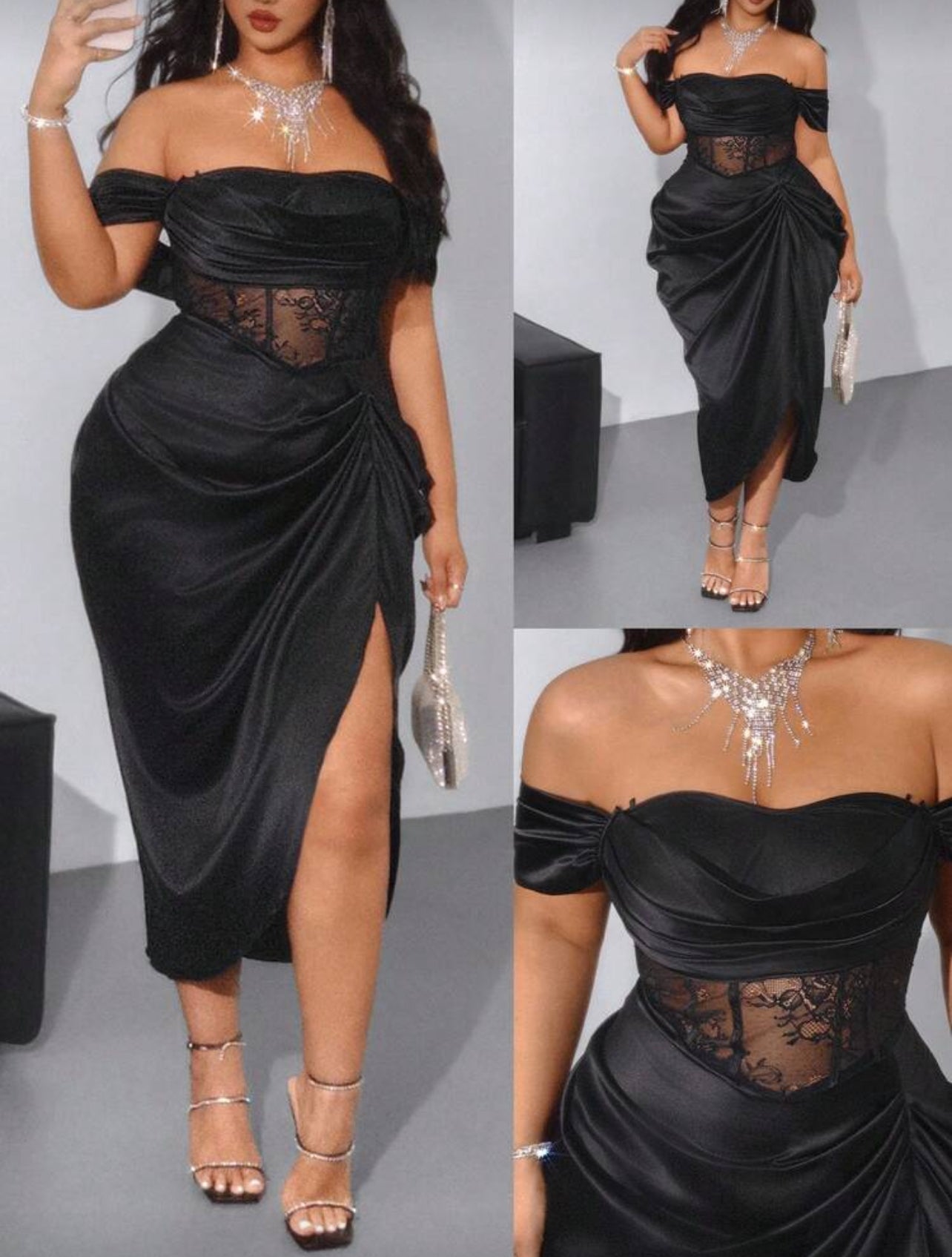 Elegant Plus Size Lace Detail Dress