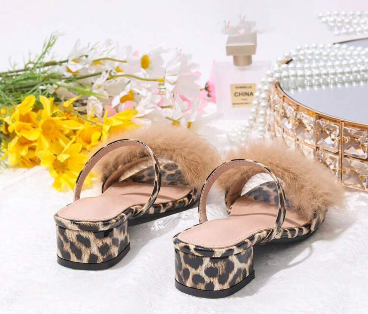 Girls Fluffy Fashion Sandals Elegant And Fashionable Chunky Heel Sandals