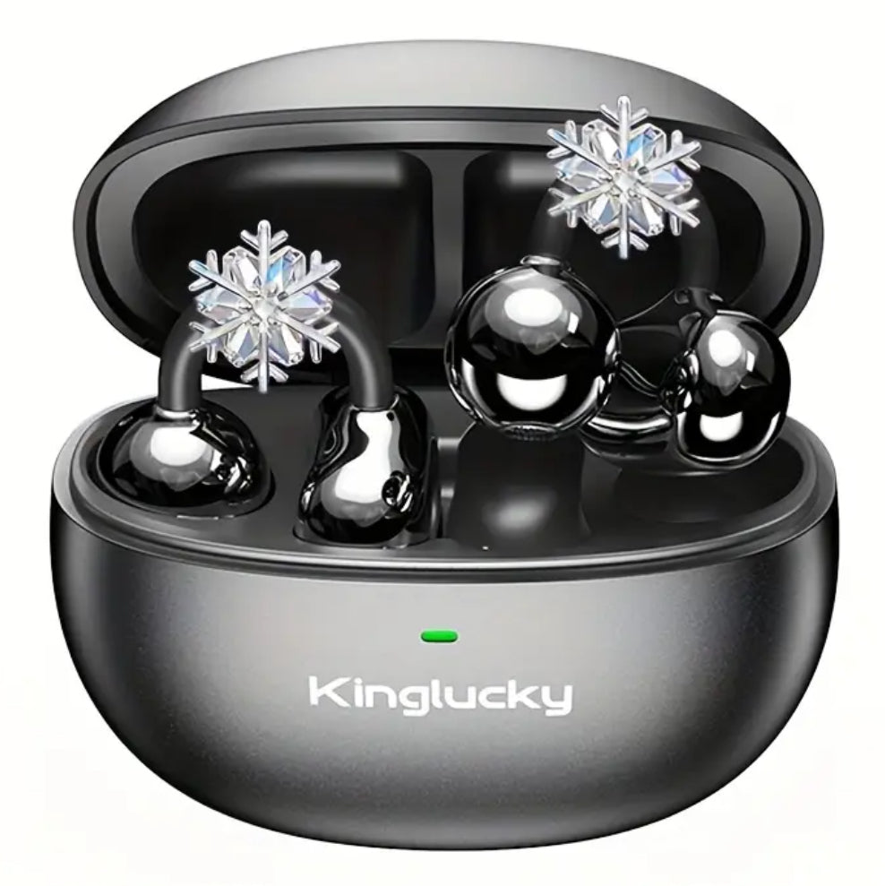 “Wireless Clip-on Earbuds” With Detachable Synthetic Gemstonestone Earrings