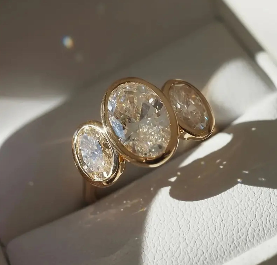 “ELEANOR” 18K Gold Plated Cubic Zirconia Accent Vintage Style Ring