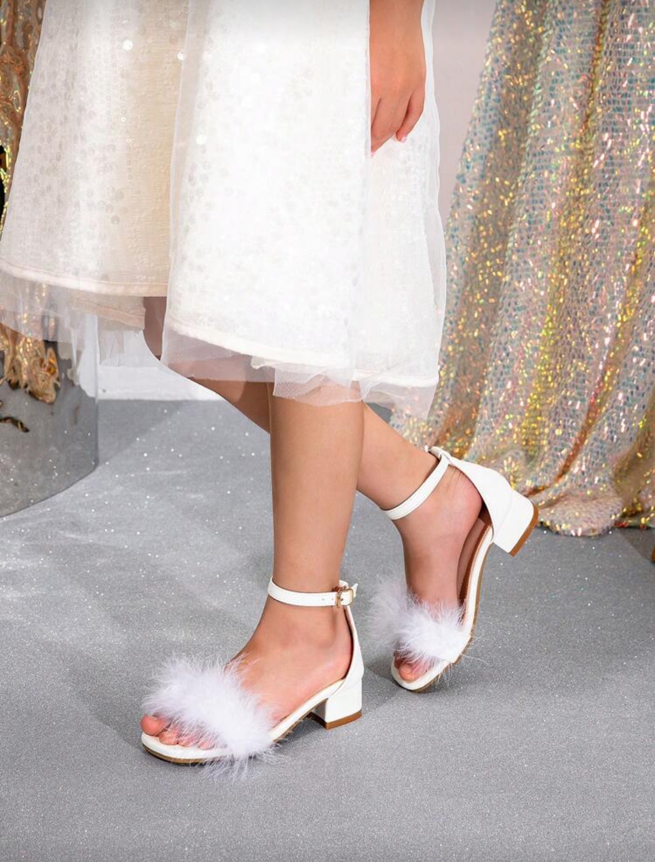 Fashionable Faux Fur Luxurious High Heel Sandals For Girls