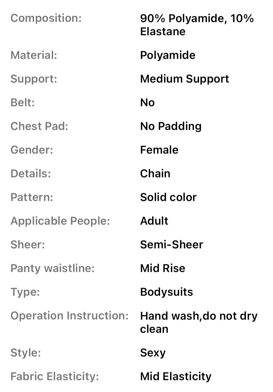 “Fantasy” Black Lace Hollow-Out Shaping Lingerie with Garter Chain Detailing 