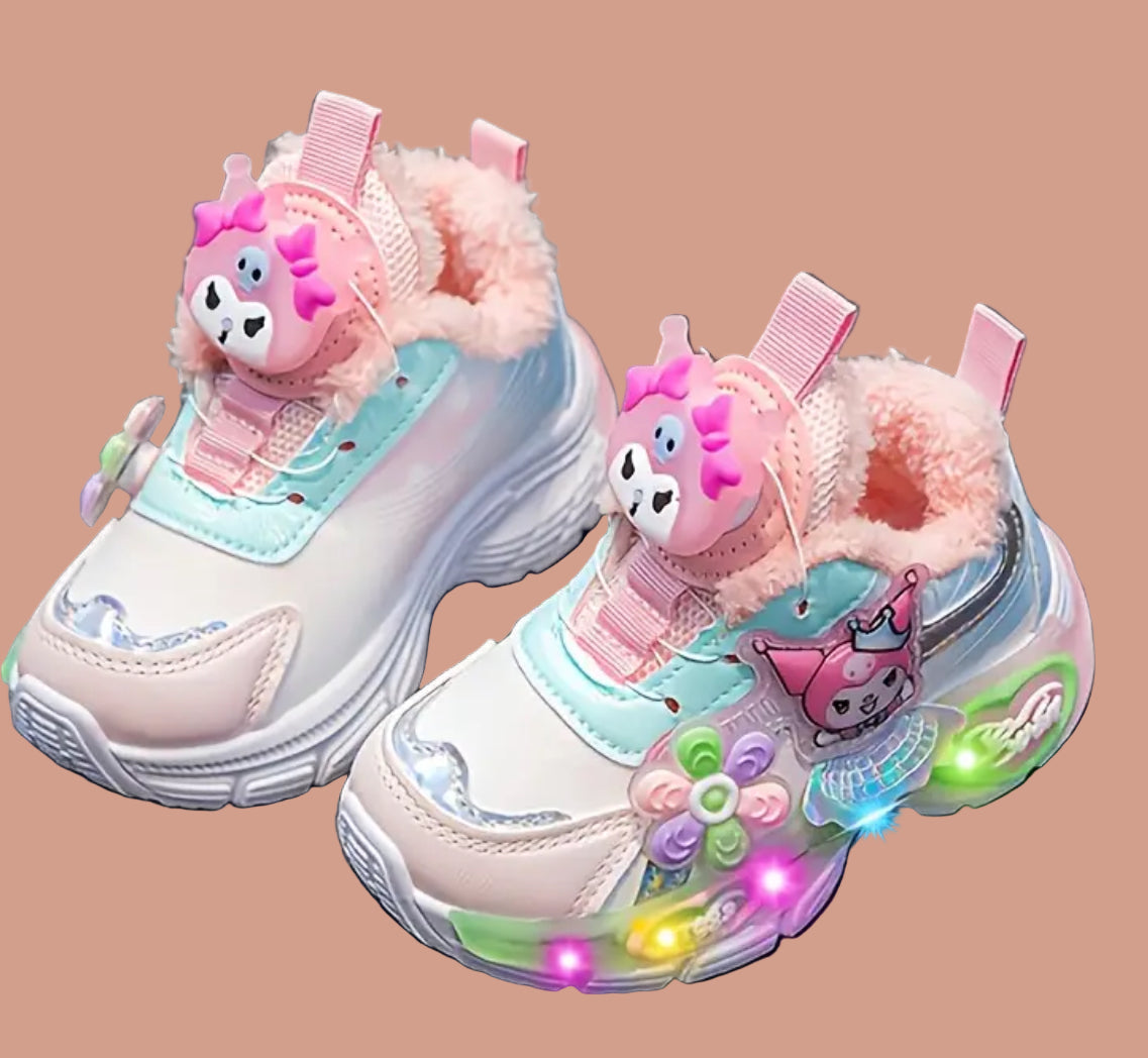 Girls Hello Kitty Glowing Lights Sneakers with  Rotating Lock Closure,