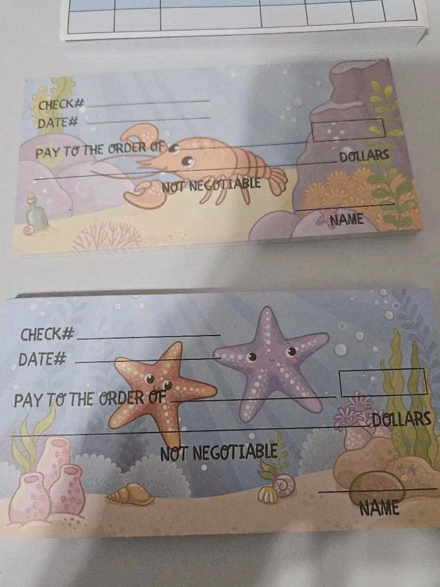 Toy Checks For Kids 300 Sheets Checkbook with Pretend Deposit Slip and Check Register