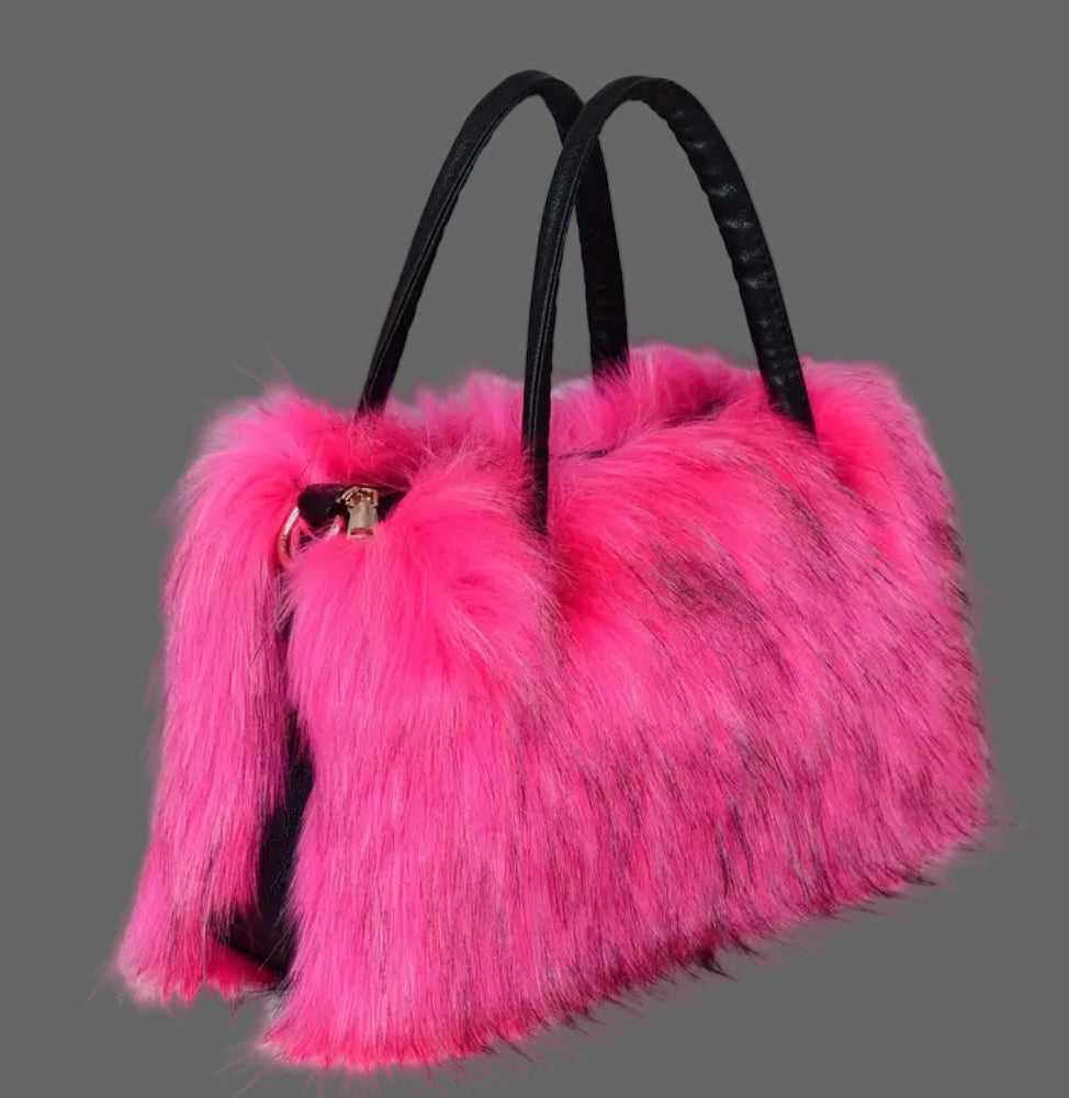 Faux Mink Plush Fur Shoulder-Crossbody Handbags