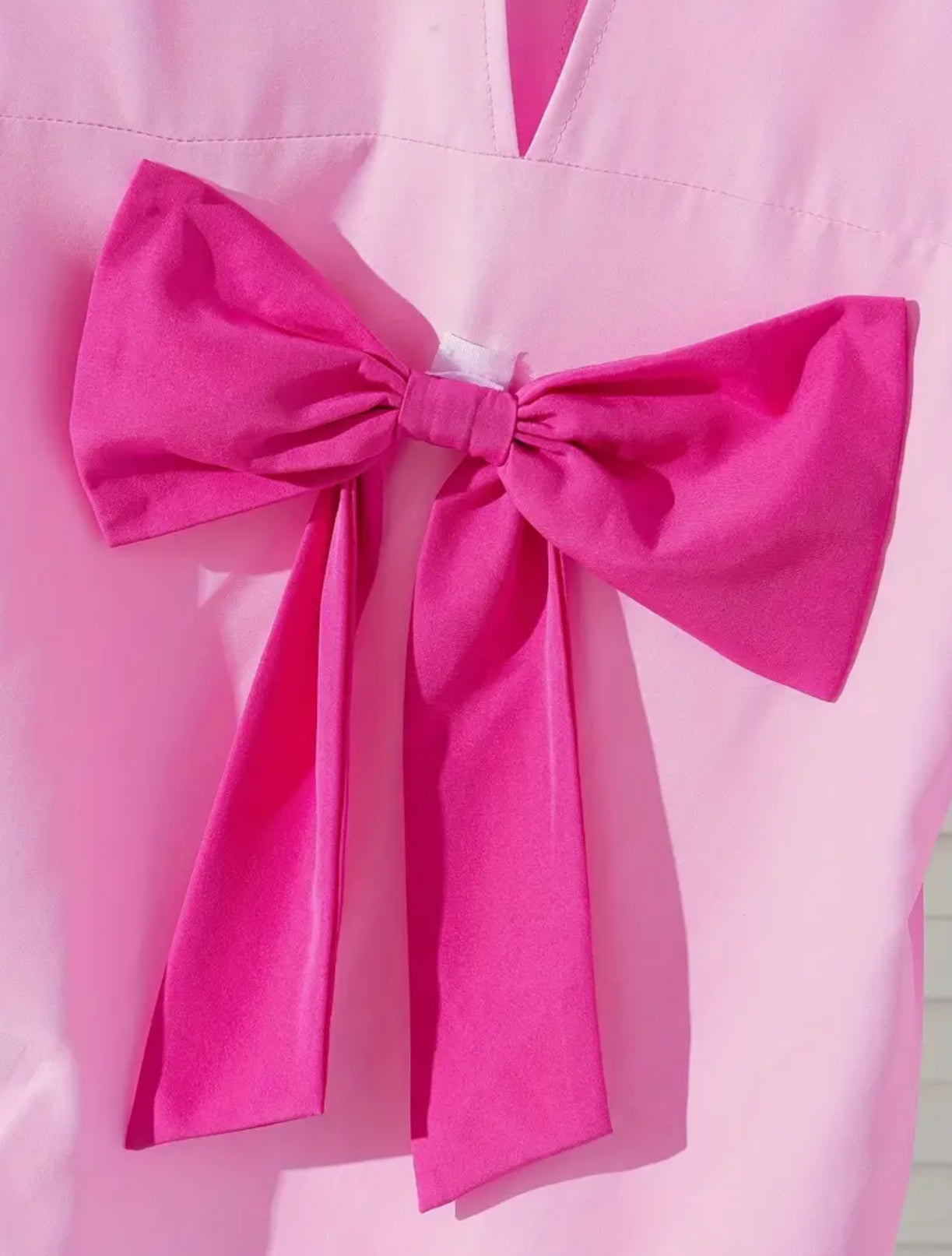 Girls' Long Sleeve Blouse with Hollow-Out Back & Decorative Bow 