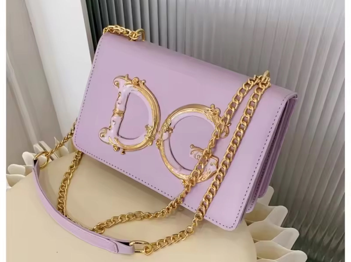 DG Chain Link Strap | Napa Leather Crossbody Shoulder Handbag 