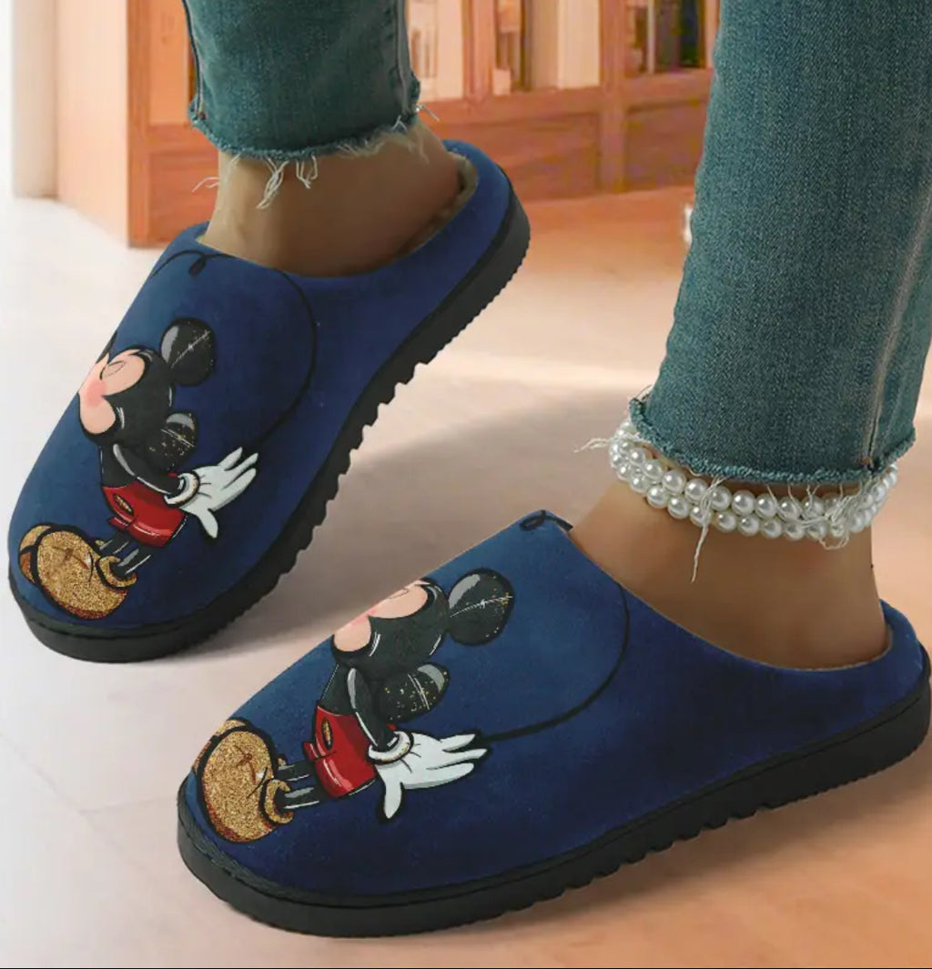 “Disney Mickey Plush Slippers” Warm with Wear-Resistant Soles 