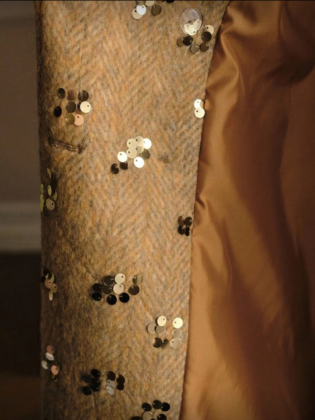 “Giselle” Sequin Embellished High-End Thick Overcoat
