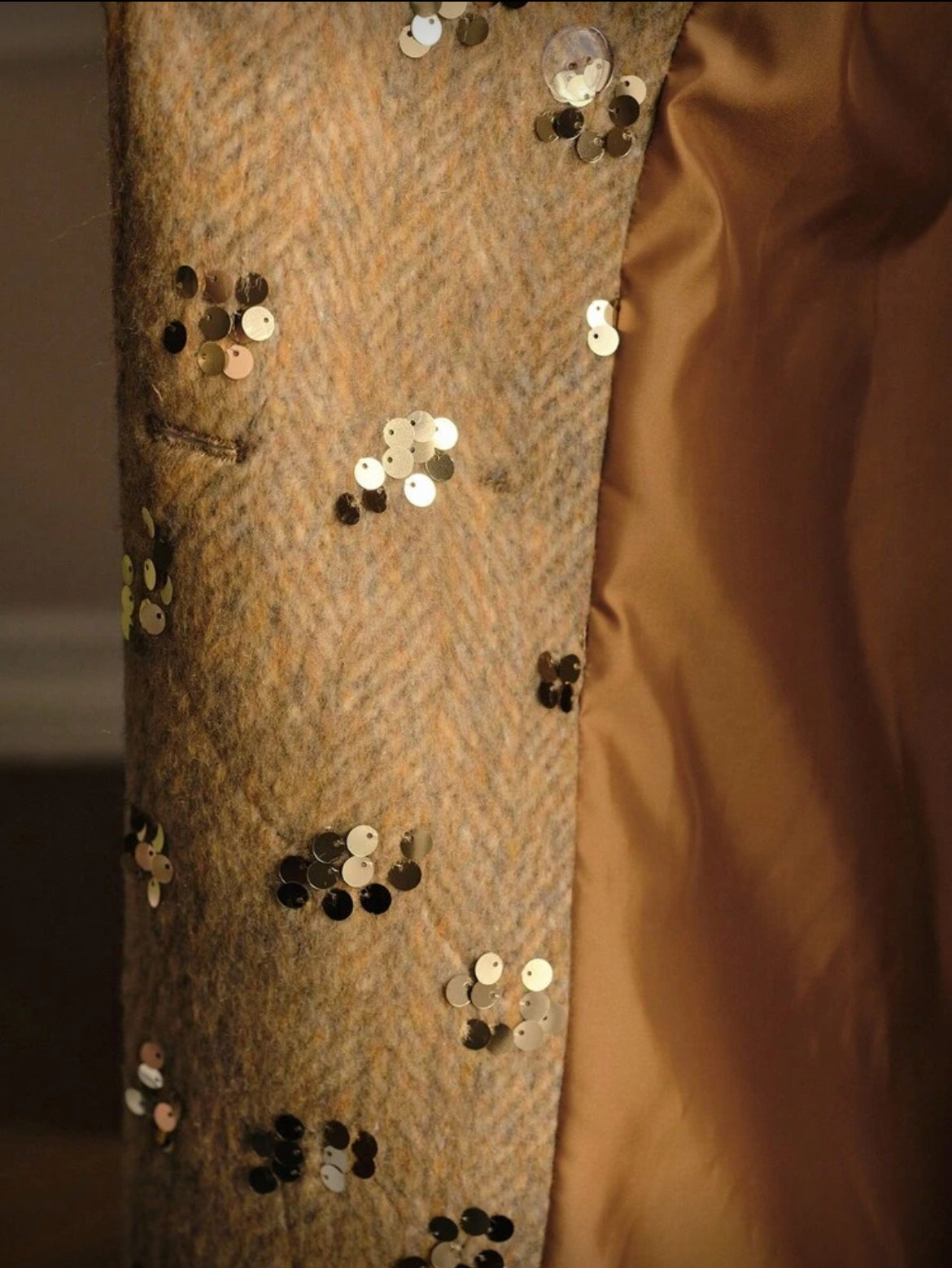 “Giselle” Sequin Embellished High-End Thick Overcoat