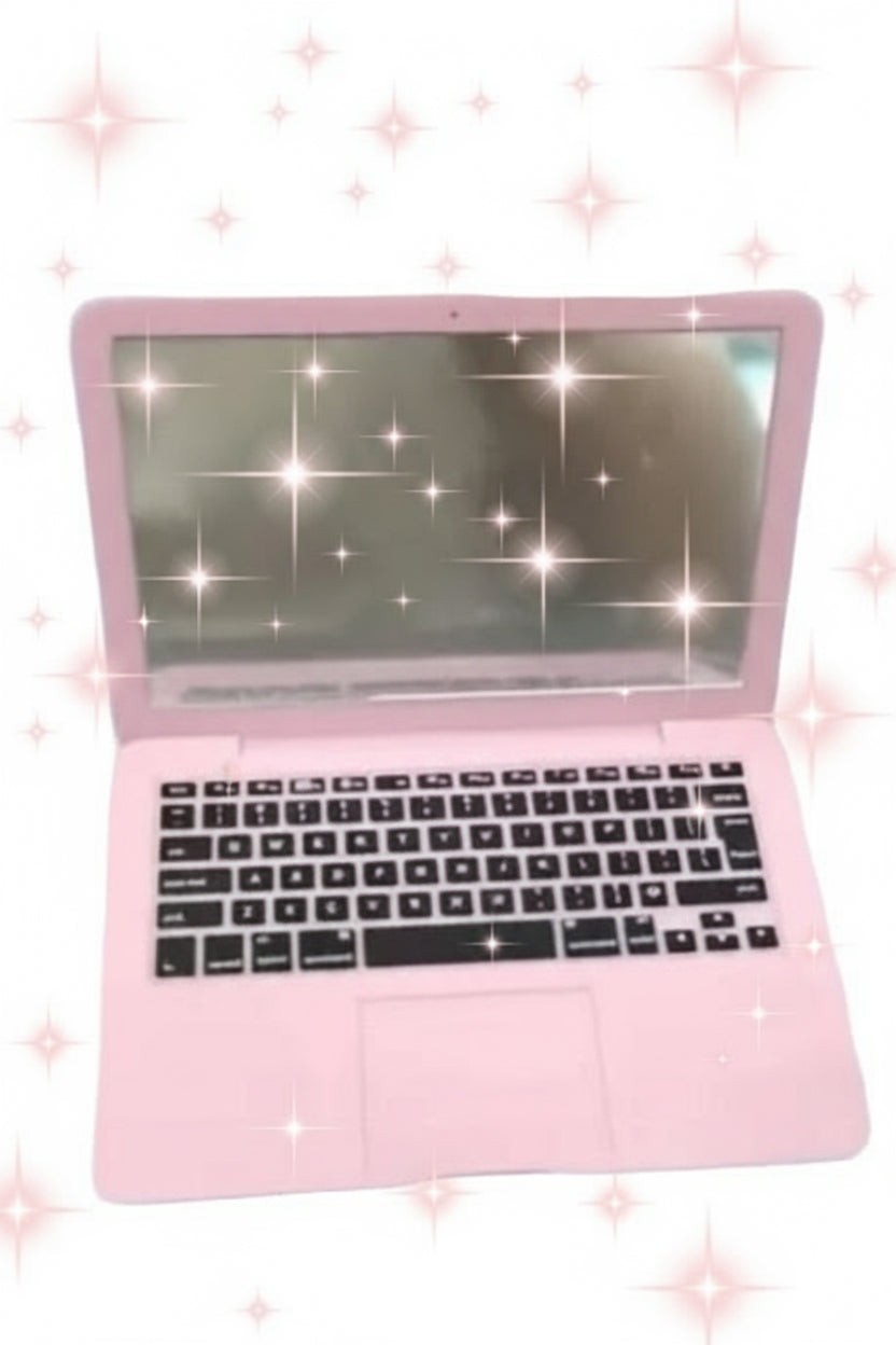 1pc Mini Portable Folding Laptop-Shaped Glass Surface Mirror with Built-in Stand-like Design