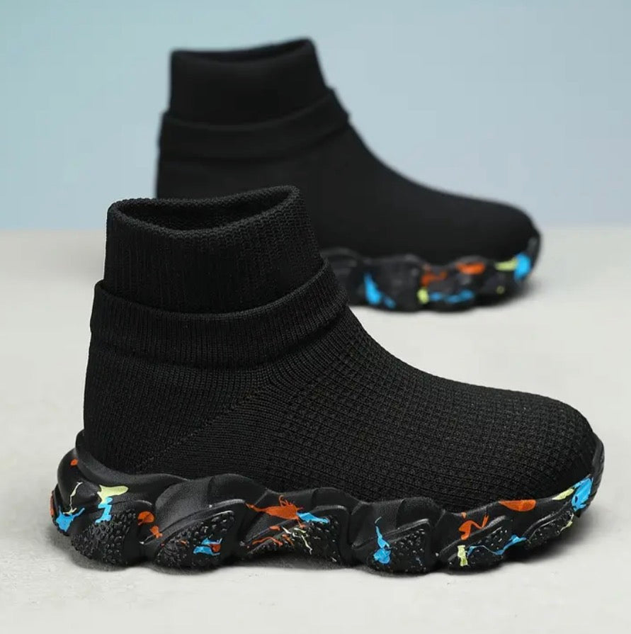 Kids “Colors” High-Top Socks Shoes with Flexible Soft Soles 