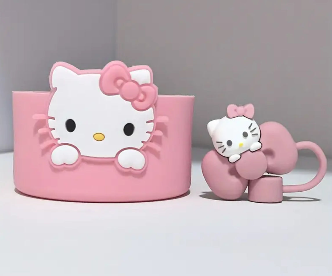 Hello Kitty Tumbler Cup Accessories Designed for 30Oz And 40Oz Tumblers, Featuring a Silicone Straw Cover, Topper & Protective Boot 