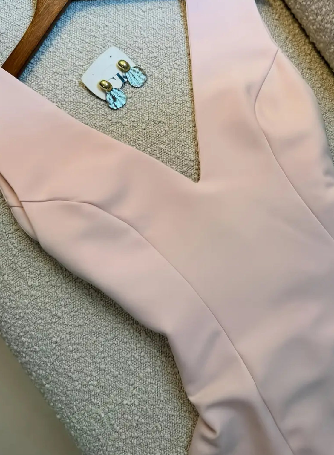 ‘PINK BOWS’  Elegant Flattering Belted Silhouette Deep V-Neck Mini Dress