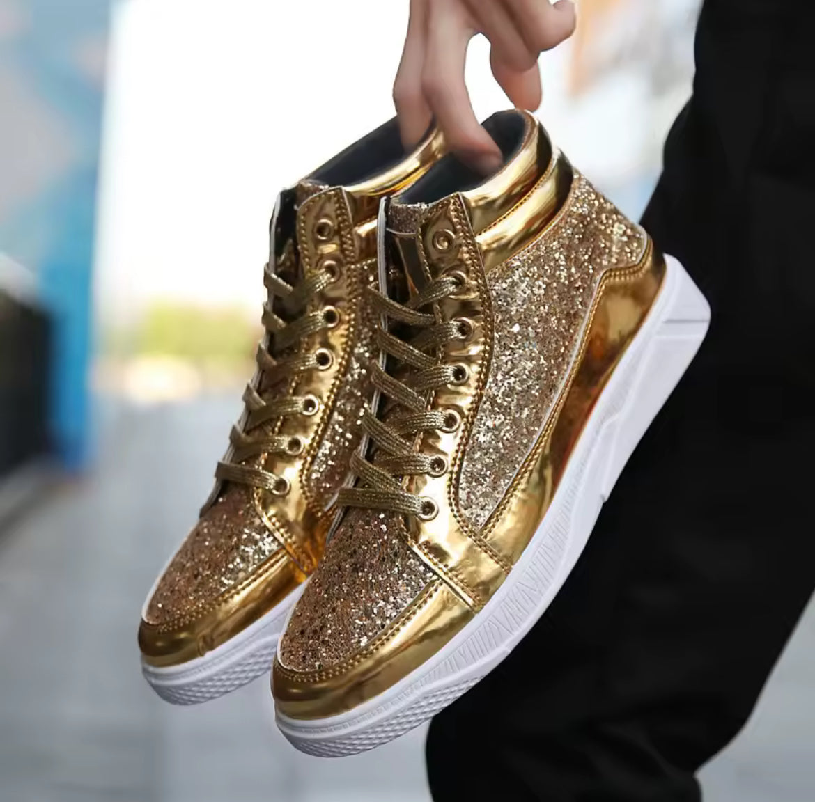 Men’s High Top Fashion Luxury Glitter Sneakers 