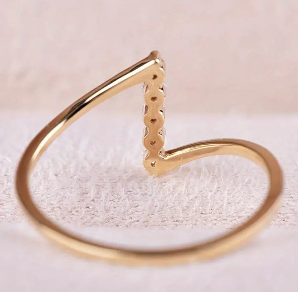 Minimalist Design Cubic Zirconia Accents Luxury Thin Ring - 18K Golden Plated