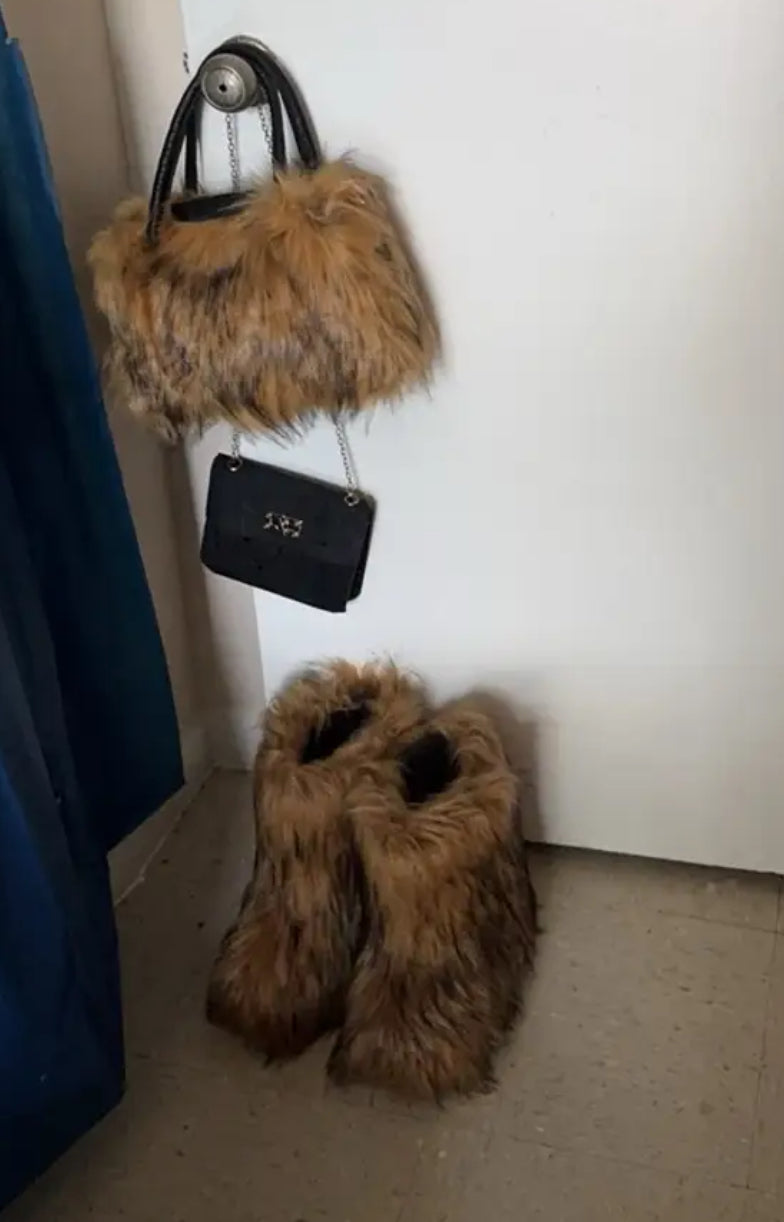 Faux Mink Plush Fur Shoulder-Crossbody Handbags