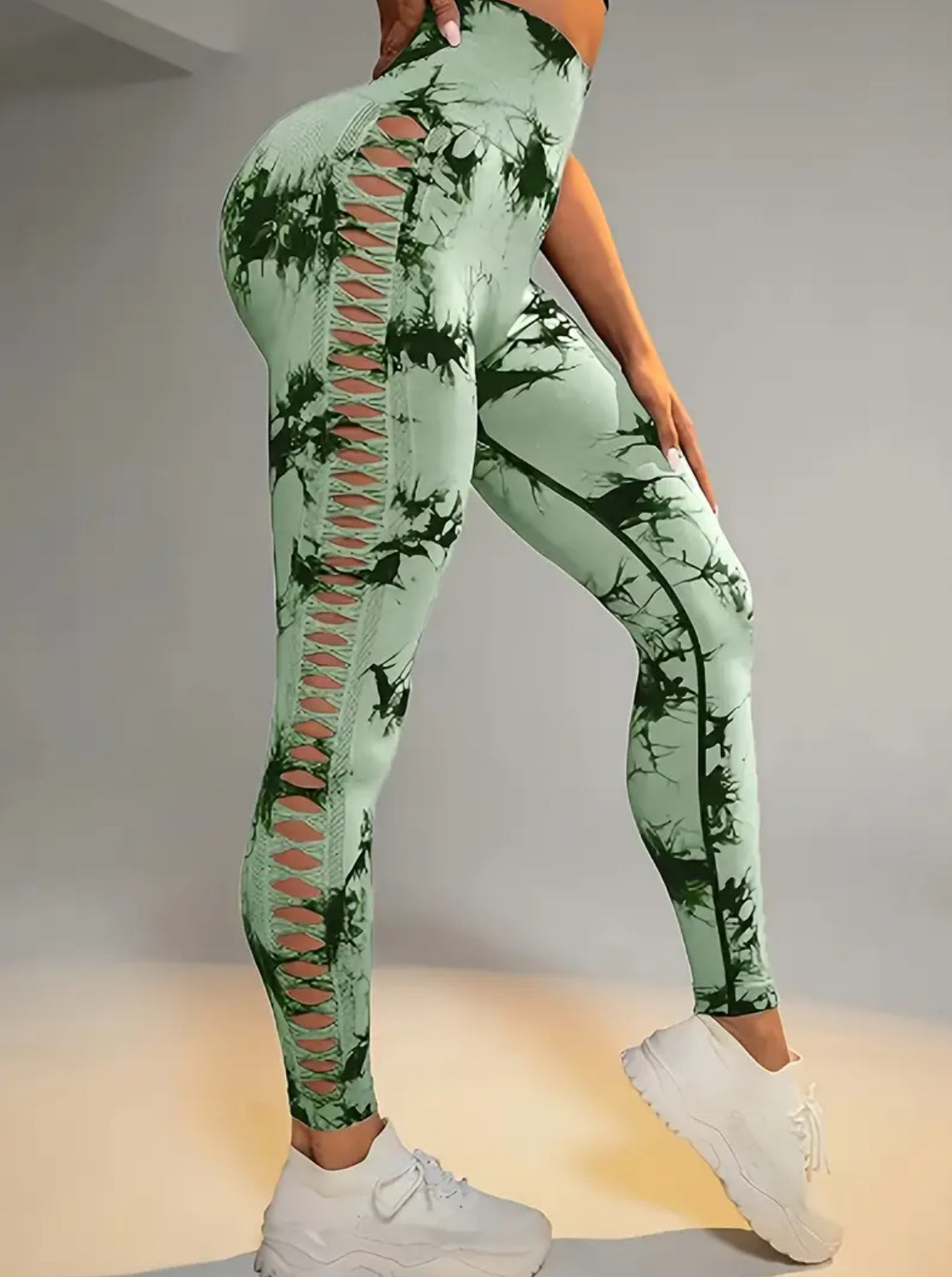 Women's High-Waisted Hollow-Out Tummy Control Yoga Pants | Seamless All-Season 