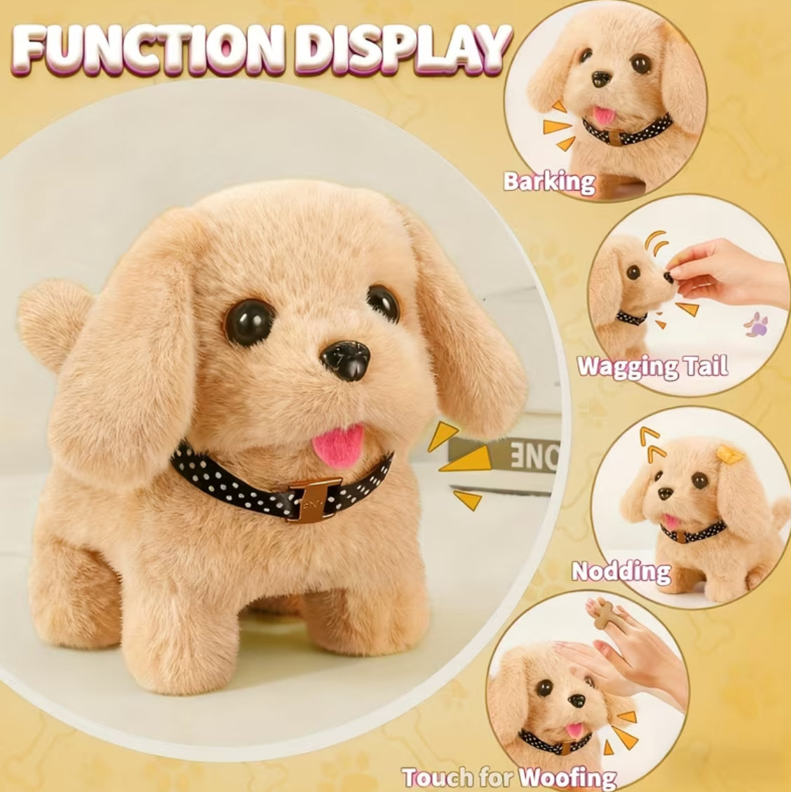 Interactive Golden Retriever Toy Dog | Walks, Barks, and Wags Tail, Battery-Powered (Battery Not Included)