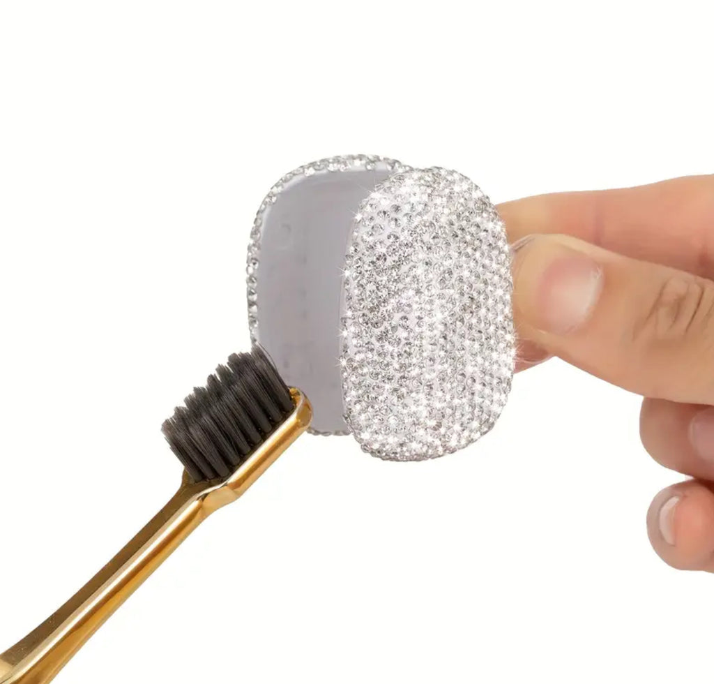 Rhinestone Tooth Brush Cover Cap with Snap-Fit Lid