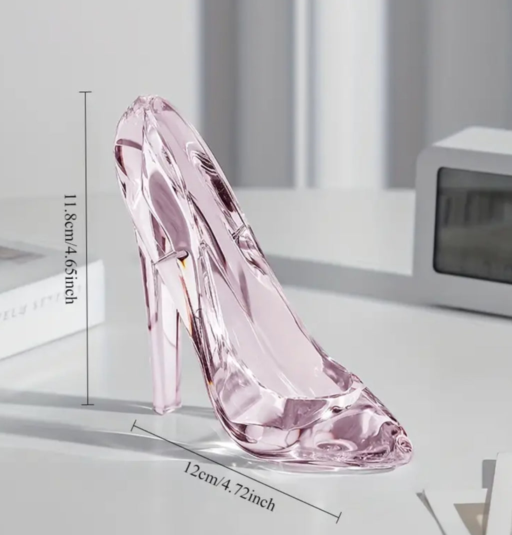 Elegant Acrylic Crystal Shoe Ornament | Transparent Jewelry Organizer or Birthday /Home Decor