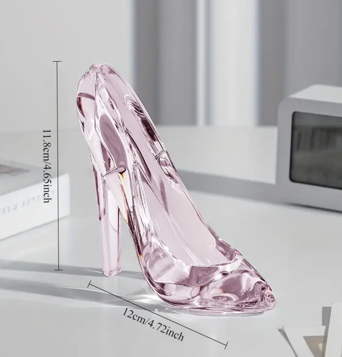 Elegant Acrylic Crystal Shoe Ornament | Transparent Jewelry Organizer or Birthday /Home Decor