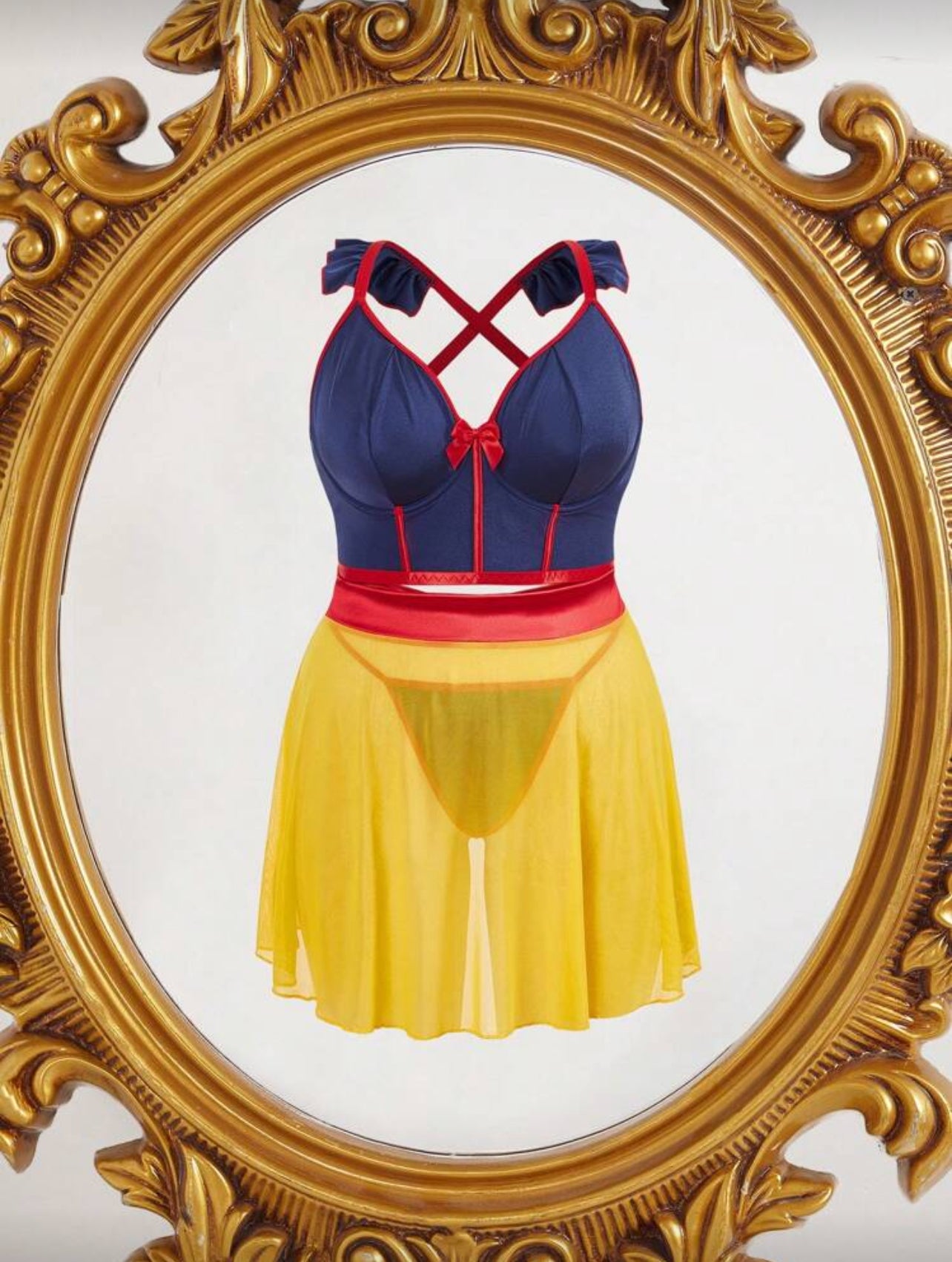 Snow White 🍎 Fantasy Costume Plus Size 3-Piece Lingerie Set With Underwire