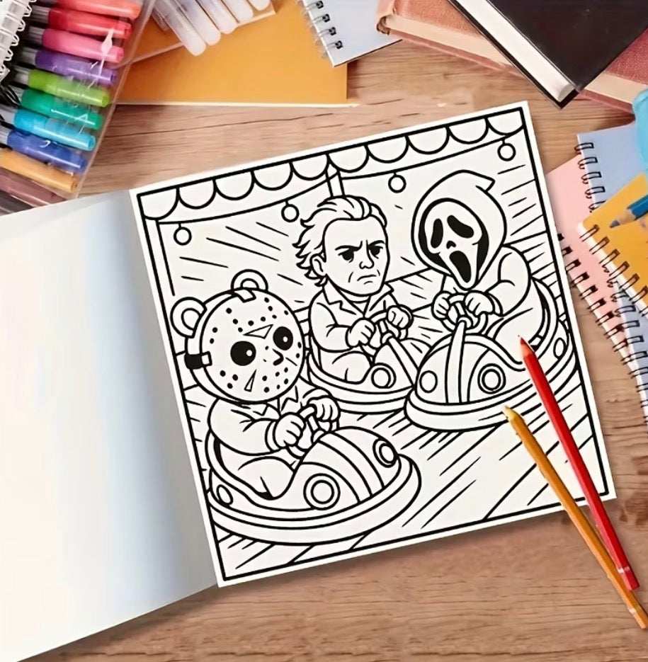 The Cutest Serial | Slasher Movies Coloring Book - Horror Icons Illustrations on Premium Paper 
