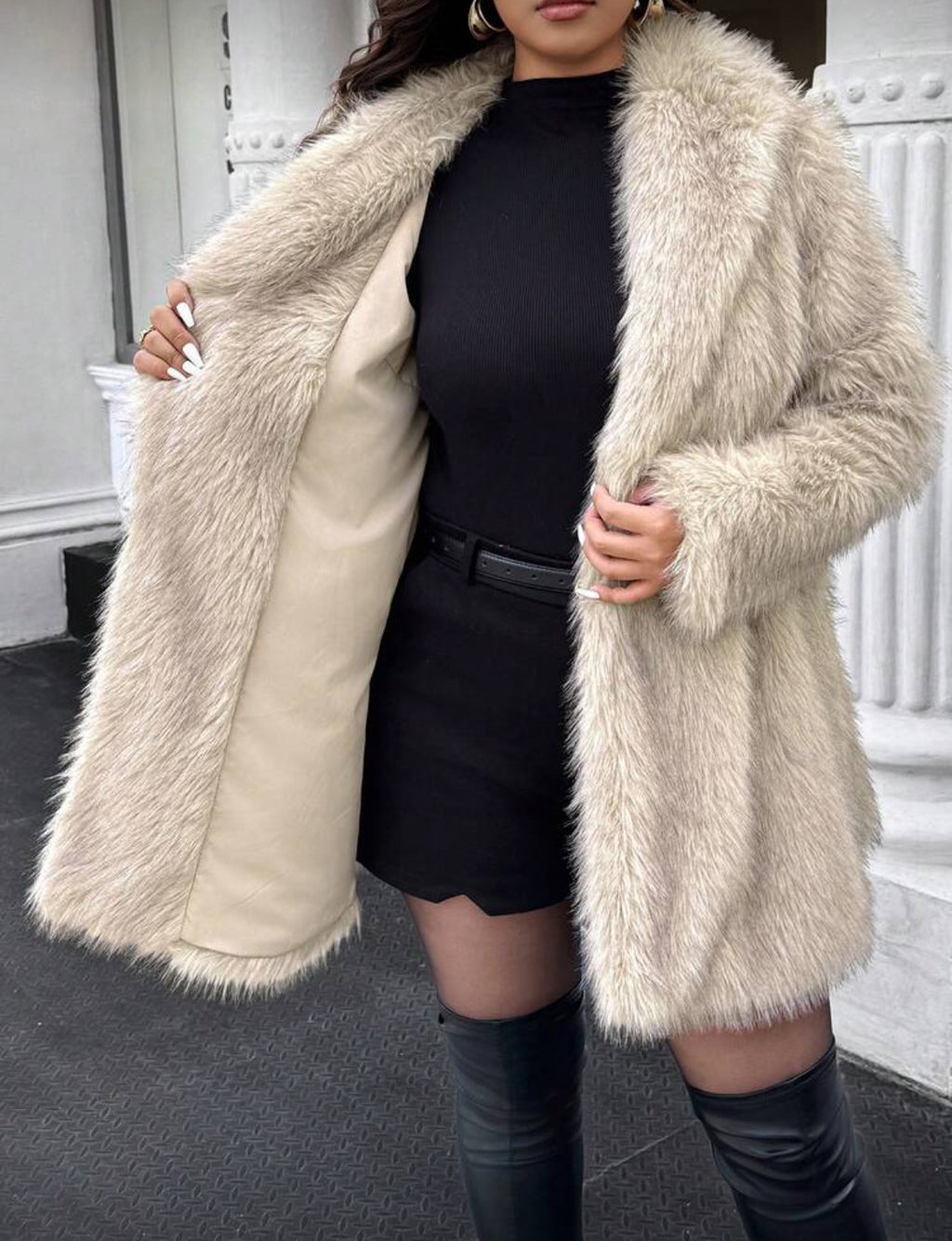 Women's Winter Plus Size Faux Fur Loose Fit Fashion Coat