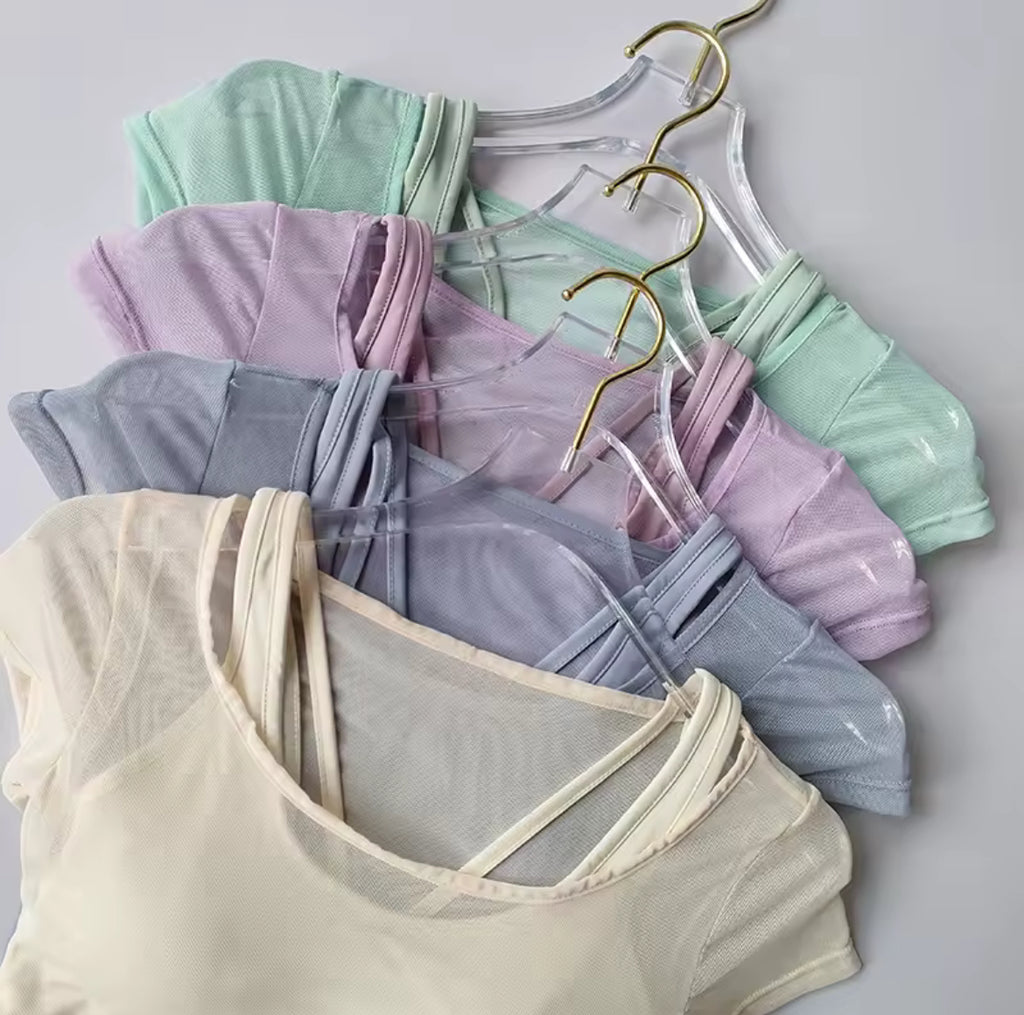 Yoga| Pilates Training Fitness Crop Top, Lightweight Chest Cushion Quick Drying