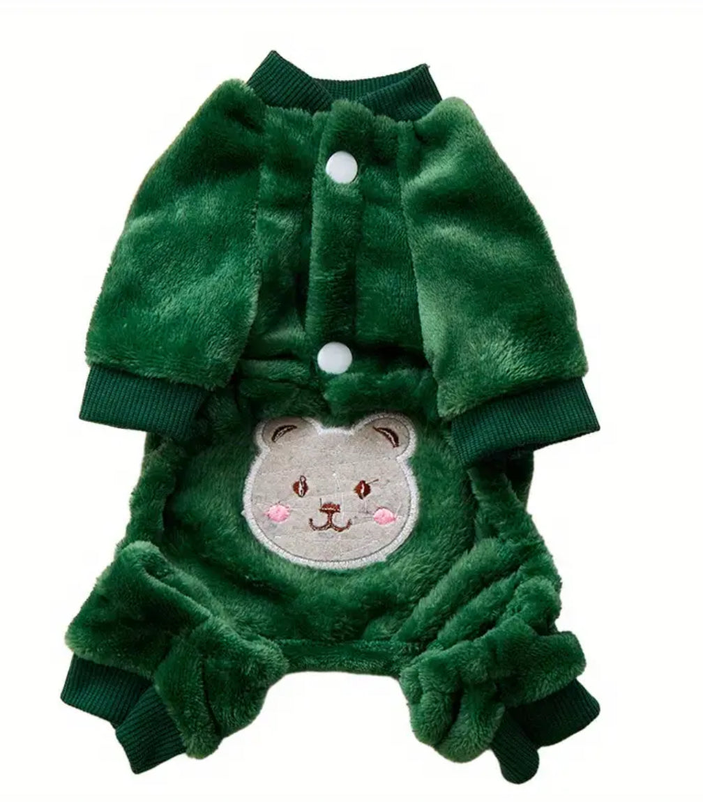 Bear Dog Pajamas - Warm Winter Apparel for Small & Medium Dogs & Cats
