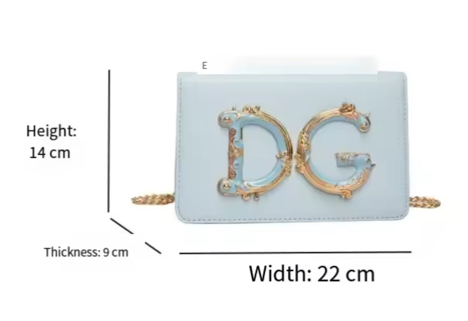 DG Chain Link Strap | Napa Leather Crossbody Shoulder Handbag 