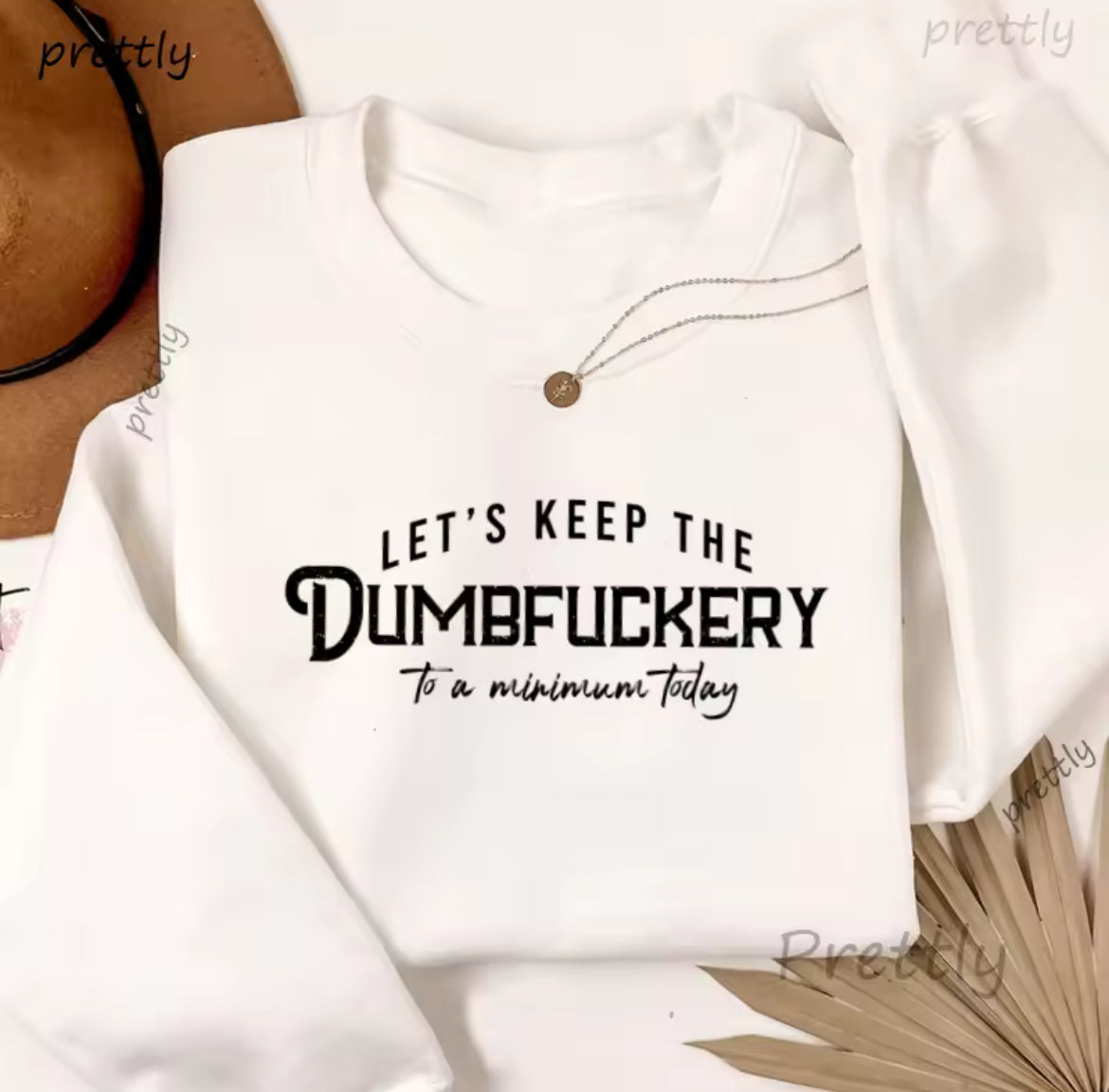 Oversized Crew Neck “Let's Keep The DumbFuckery To A Minimum Today” Sweatshirt 