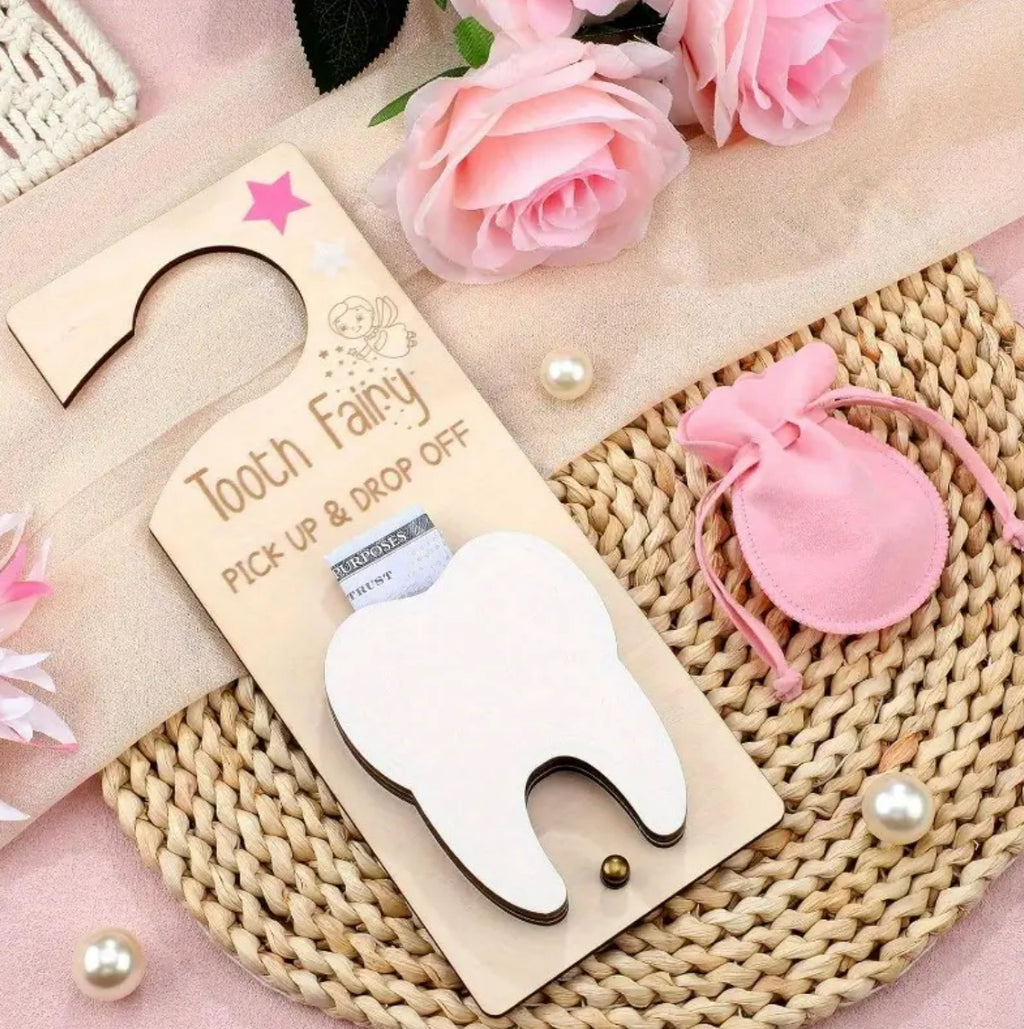 Kids' Tooth Fairy Door Hanger with Interactive Drop-Off Gift for Children