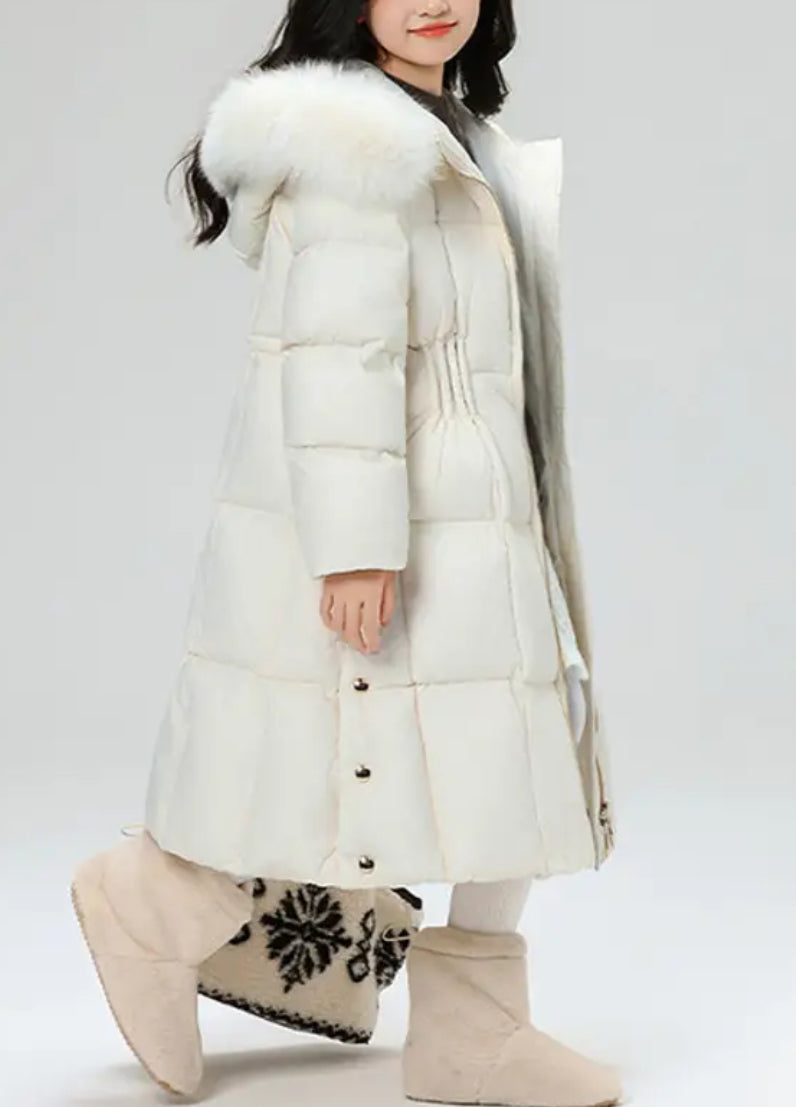 Kids Winter Parka Jacket with Hooded Fur Collar, Full-Zip Closure