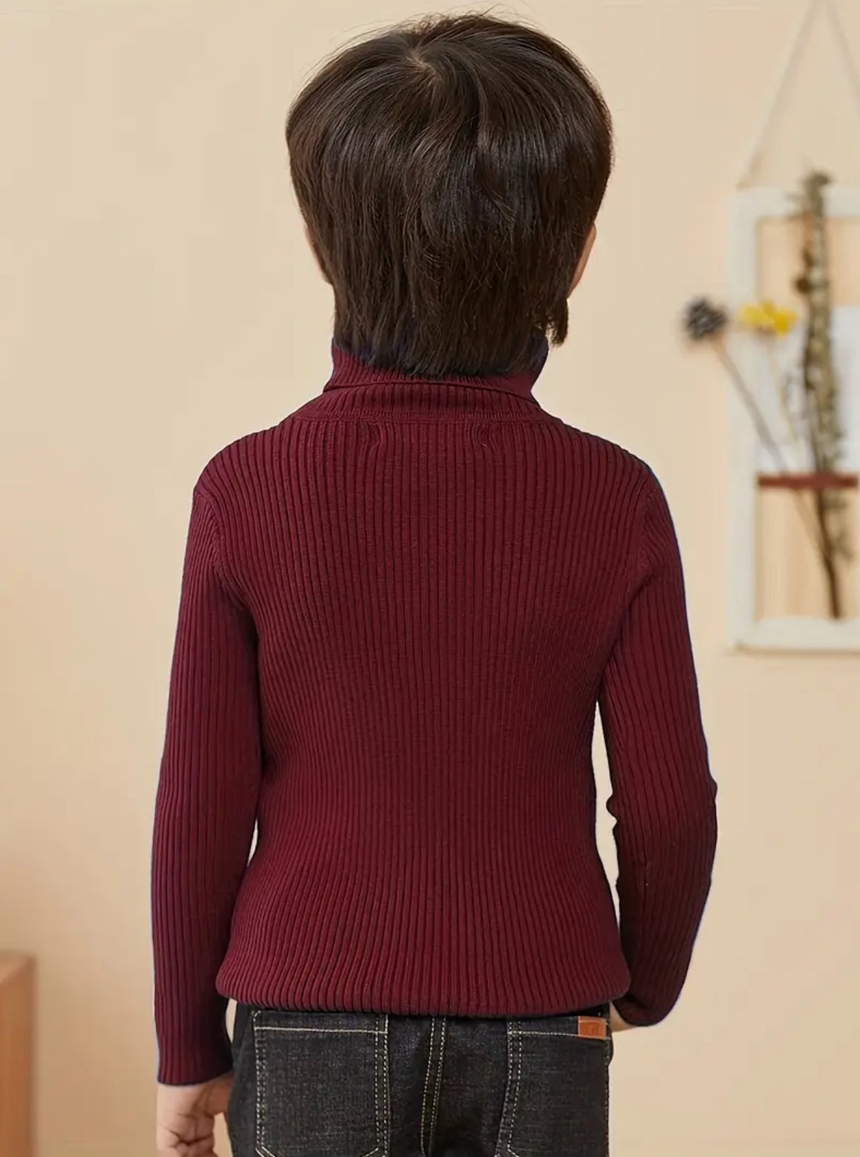 Boys Cable Knit Turtleneck Sweater