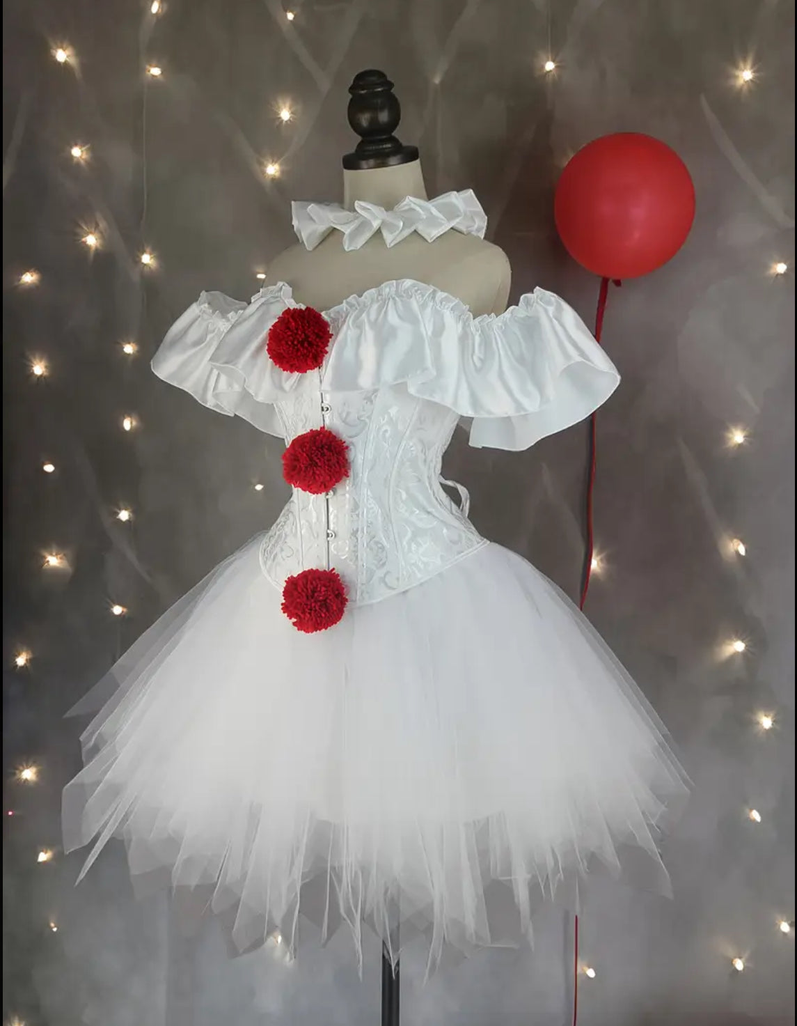IT “Georgie” Clown Three-Piece Costume Set + CORSET / TUTU Skirt & Scarf