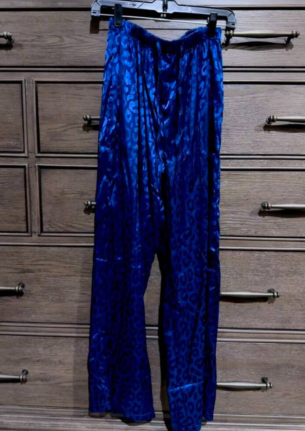 Leopard Print Pajama Pants Relaxed Wide-leg Fit, Drawstring Waist